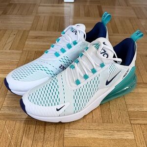 Nike Air Max 270 White and Teal Sneakers